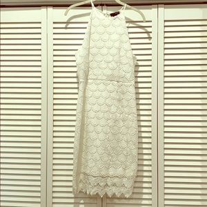 White lace scallop dress